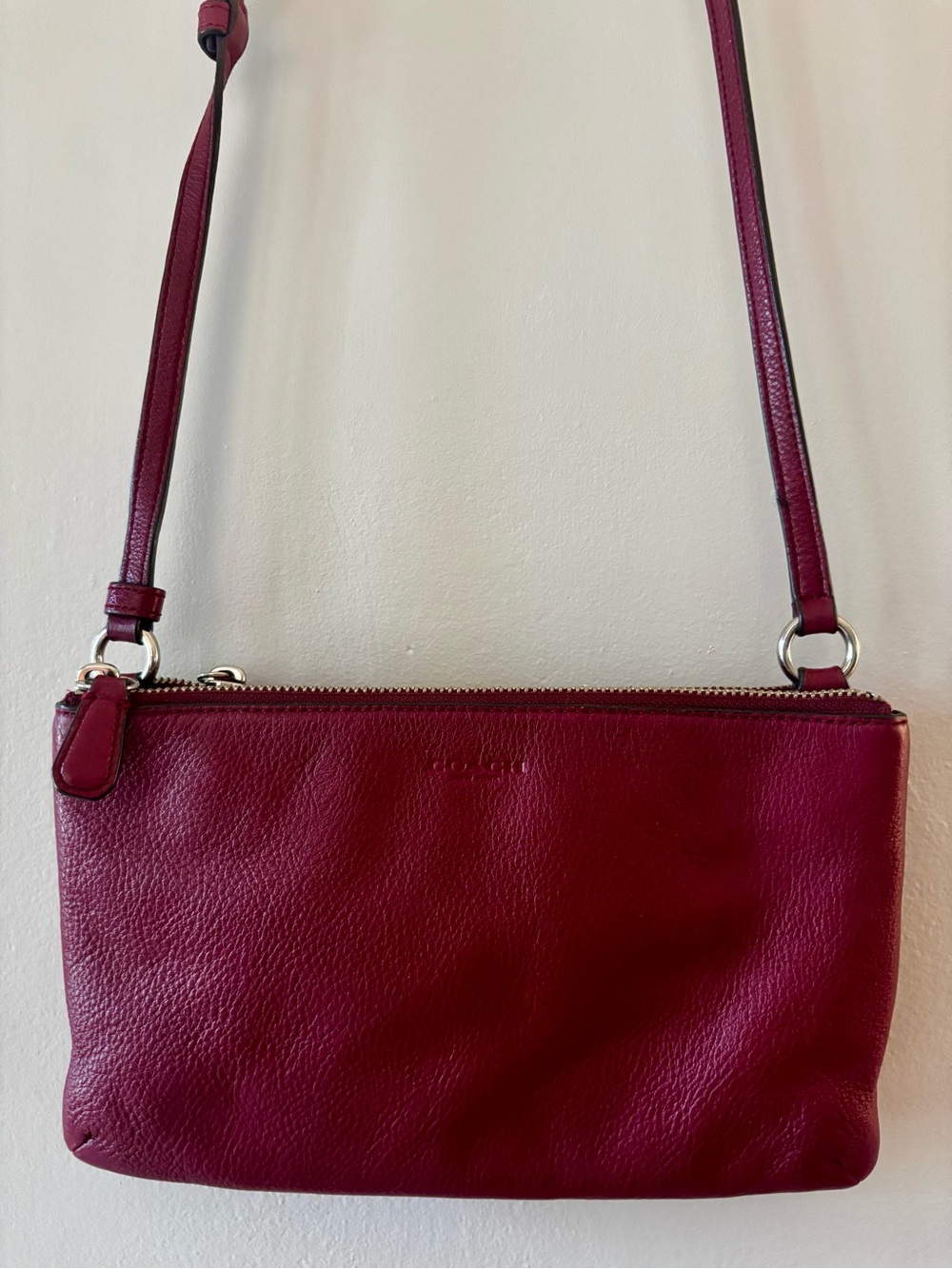 Coach Maroon Crossbody Lyla Park Leather Double Gusset F51682